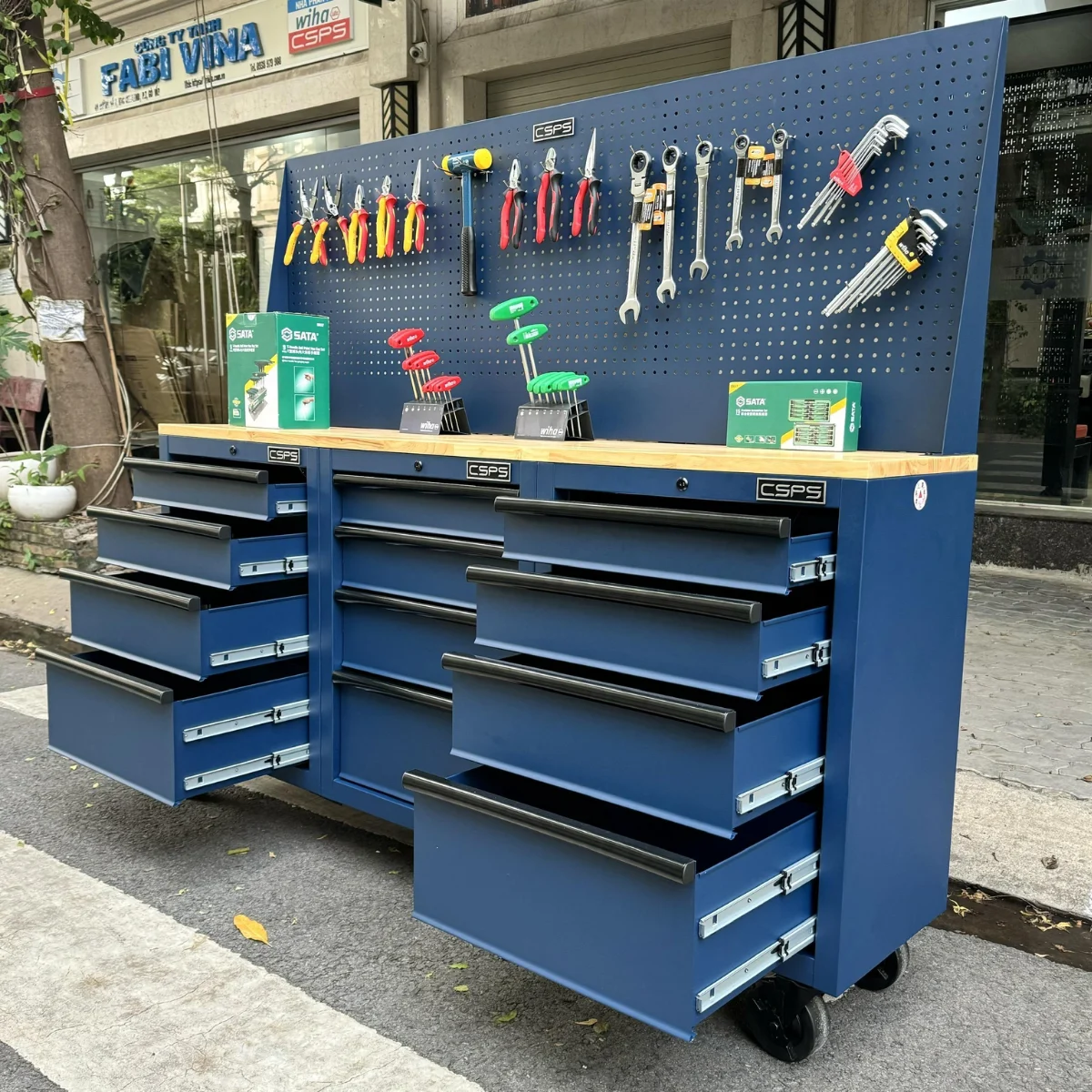 Ban nguoi co khi CSPS 183cm 3 tu 12 hoc keo kem vach pegboard 6 Ban nguoi co khi CSPS 183cm 3 tu 12 hoc keo kem vach pegboard 6