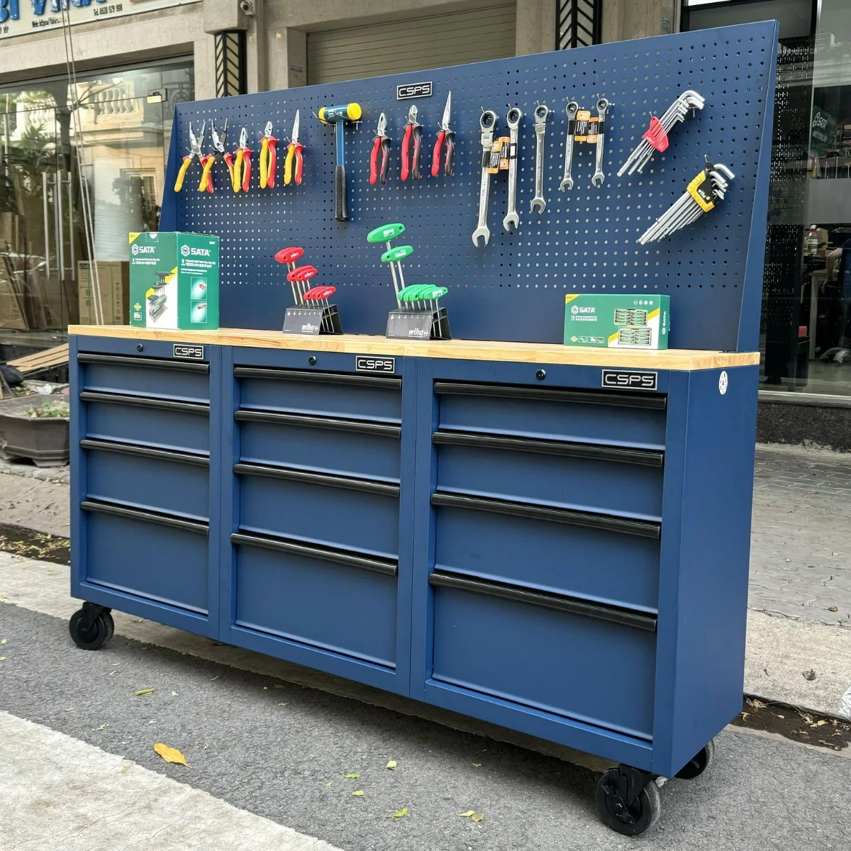 Ban nguoi co khi CSPS 183cm 3 tu 12 hoc keo kem vach pegboard 7 Ban nguoi co khi CSPS 183cm 3 tu 12 hoc keo kem vach pegboard 7