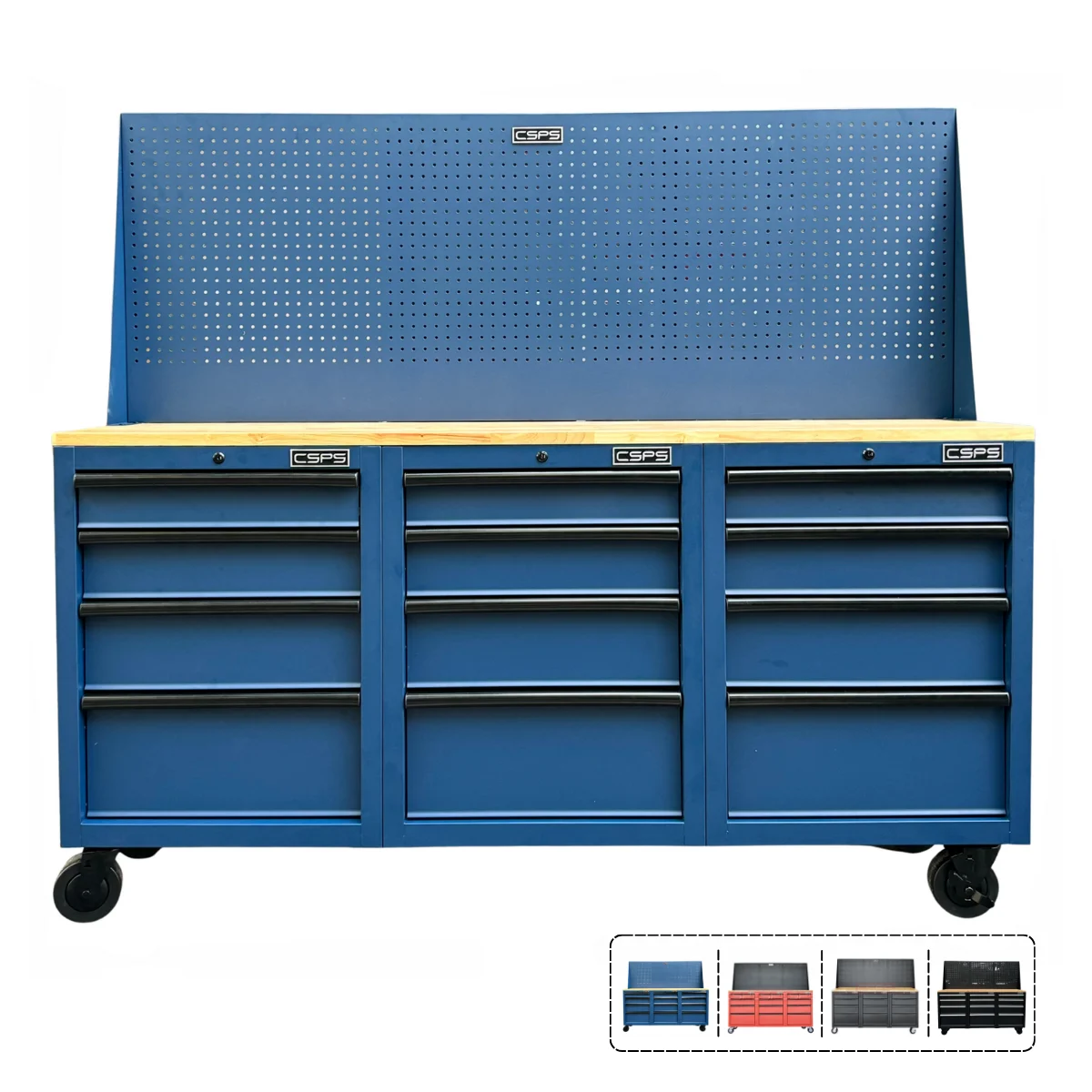 Ban nguoi co khi CSPS 183cm 3 tu 12 hoc keo kem vach pegboard Bàn nguội cơ khí CSPS 183cm, 3 tủ 12 hộc kéo kèm vách Pegboard