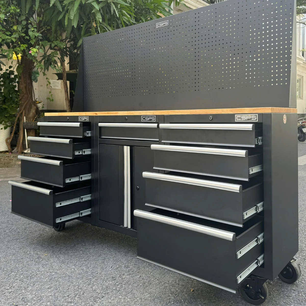 Ban nguoi co khi CSPS 183cm 3 tu 9 hoc keo kem vach pegboard 13 Bàn nguội cơ khí CSPS 183cm, 3 tủ 9 hộc kéo kèm vách Pegboard - Ảnh 5