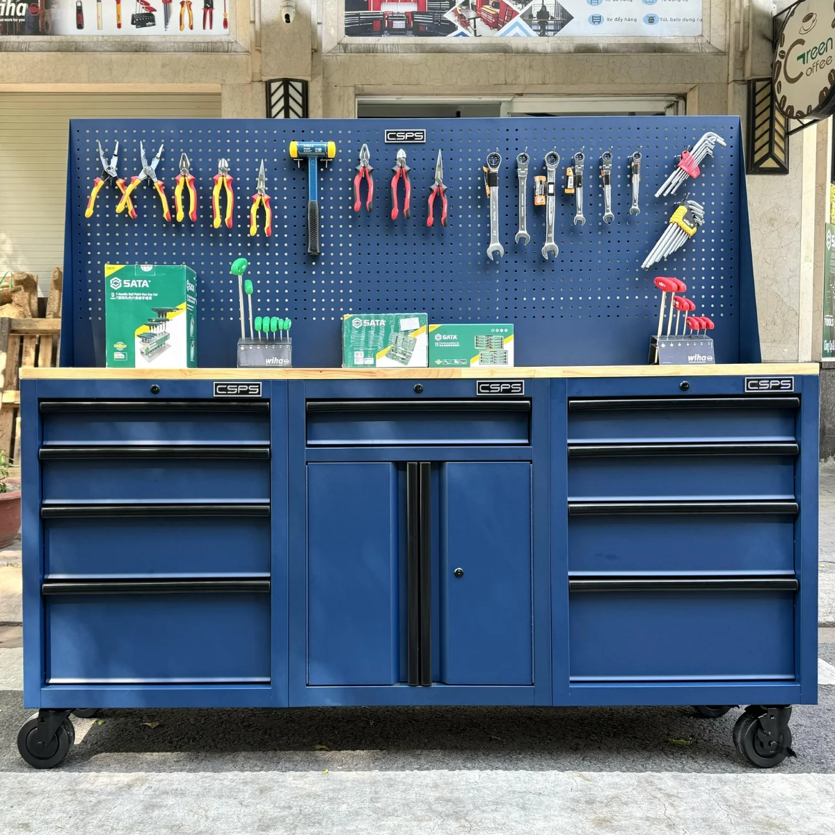 Ban nguoi co khi CSPS 183cm 3 tu 9 hoc keo kem vach pegboard 6 Bàn nguội cơ khí CSPS 183cm, 3 tủ 9 hộc kéo kèm vách Pegboard - Ảnh 10