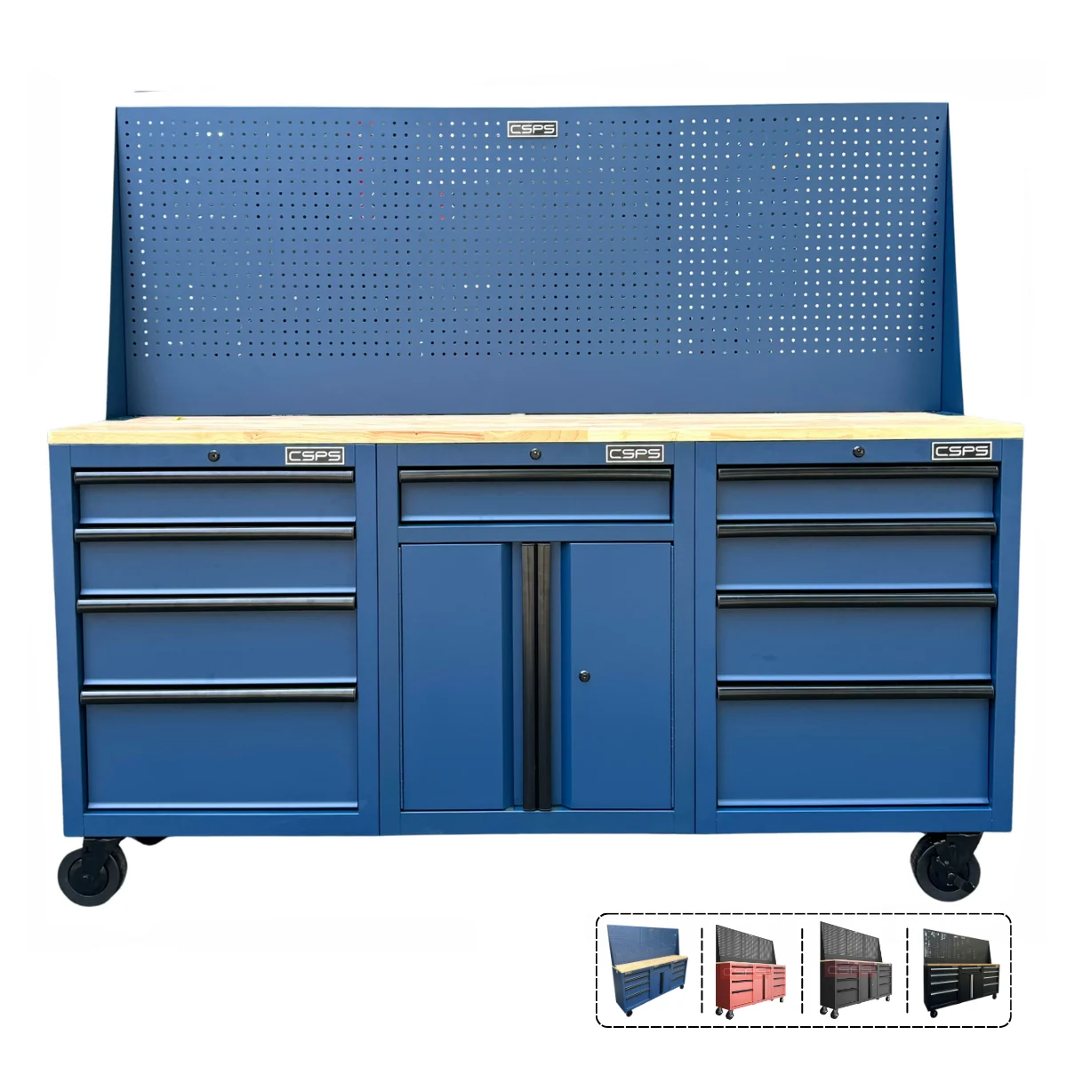 Ban nguoi co khi CSPS 183cm 3 tu 9 hoc keo kem vach pegboard Bàn nguội cơ khí CSPS 183cm, 3 tủ 9 hộc kéo kèm vách Pegboard