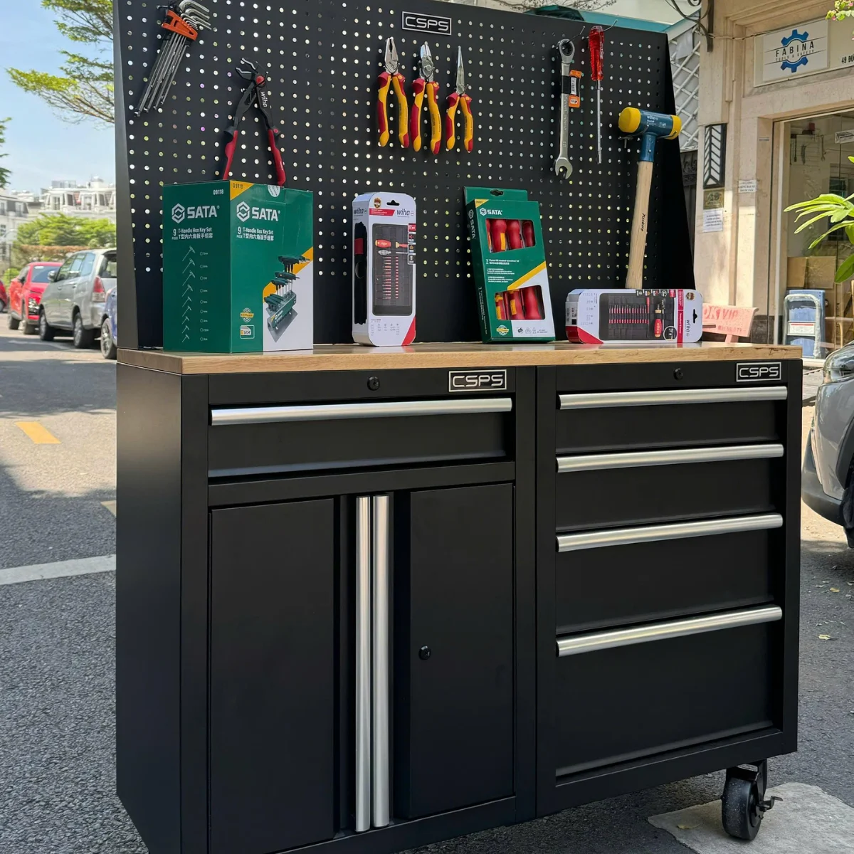 Ban nguoi gia cong co khi CSPS 122cm 2 tu 4 hoc 14 Bàn nguội gia công cơ khí CSPS 122cm, 2 tủ 5 hộc kéo - Ảnh 11