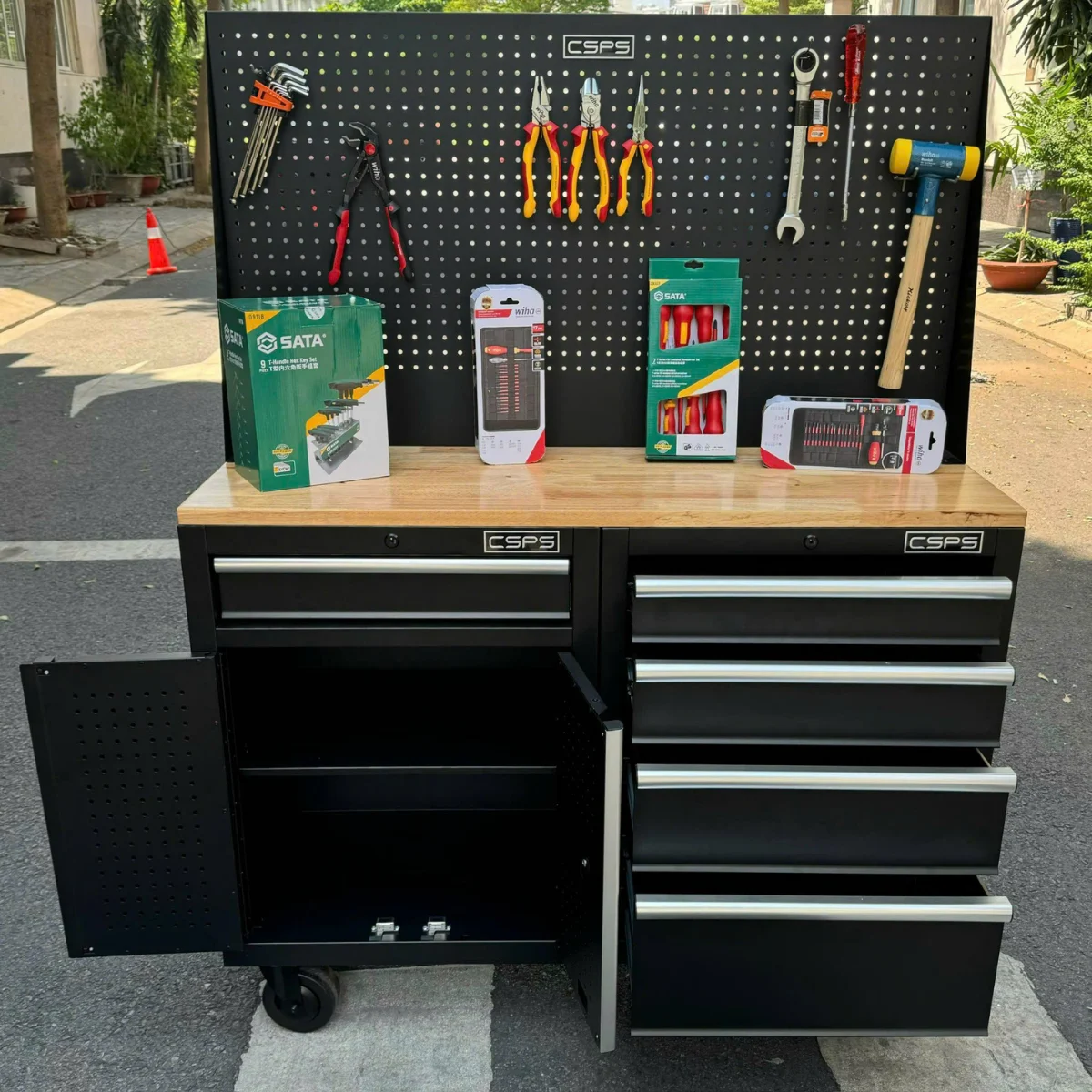 Ban nguoi gia cong co khi CSPS 122cm 2 tu 4 hoc 16 Bàn nguội gia công cơ khí CSPS 122cm, 2 tủ 5 hộc kéo - Ảnh 9