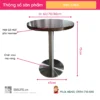 Ban cafe tron mat go MDF phu veneer chan inox CASA 2 Bàn cafe tròn mặt gỗ MDF phủ veneer chân inox CASA - Ảnh 2