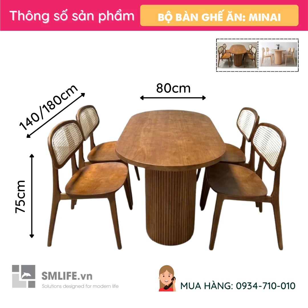 Bo ban an oval 4 ghe Minai 1 Bo ban an oval 4 ghe Minai 1