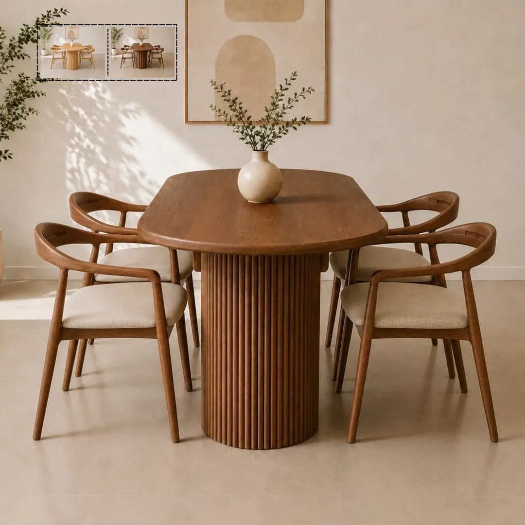Bo ban an oval 4 6 ghe go tu nhien Nevas 4 Bộ bàn ăn oval 4-6 ghế gỗ tự nhiên Nevas - Ảnh 8