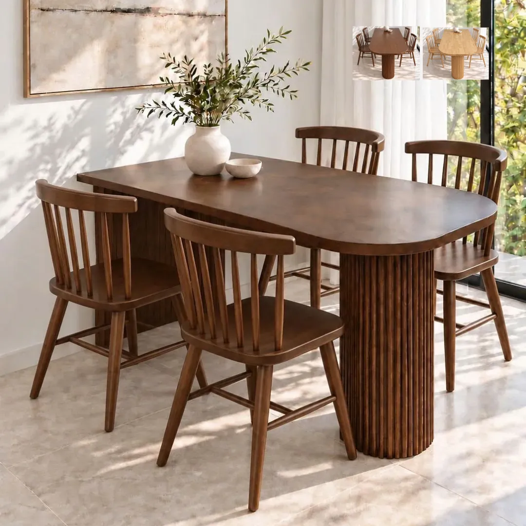 Bo ban an oval 4 ghe go tu nhien Karari Bộ bàn ăn oval 4 ghế gỗ tự nhiên Karari - Ảnh 8